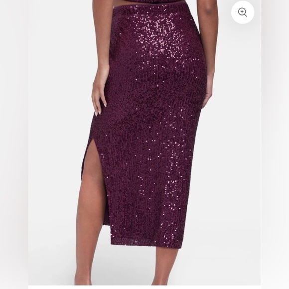 Wild fox side rouge maxi/midi sequin skirt burgundy L NWOT - Picture 3 of 7